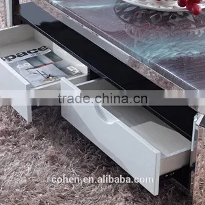 Foshan Cheap Living Furniture Marble Top Stainless Steel Coffee Center TableB2193 thumbnail-2