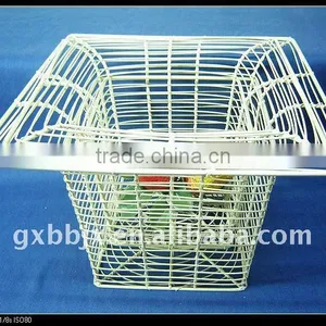 Square Creamywhite Metal Wire Storage Stainless Steel Basket thumbnail-1