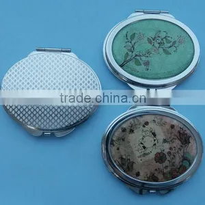 High Quality Customer Logo Foldable Metal Round Shape Pocket Cosmetic Mirror thumbnail-1