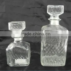 Square Glass Wisky Russian Liqueur Bottle With Lid thumbnail-1