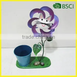 YS14043 Hot Popular Metal Garden Cat Windmill Flower Pot thumbnail-1