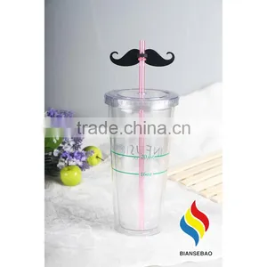 Clear PS/AS Cup With Logo Plastic Tumbler 16oz thumbnail-3