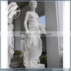 Hand Carved Modern White Marble Garden Male Sculpture thumbnail-5