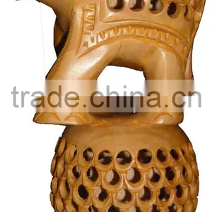 Carved Wooden Animals/wood Carved Elephant/ Wood Sculpture Art thumbnail-1