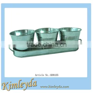 Set 3pcs of Galvanized Tin Indoor Herb Pot thumbnail-1