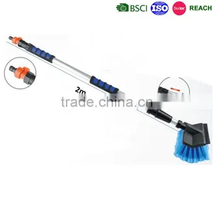 Long Handle Car Wash Brush With Scraper , Water Flow Through Cleaning Brush With Rubber Wiper thumbnail-1