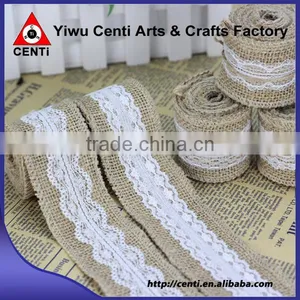 Natural Jute Hessian Burlap Ribbon With Lace Edge Wholesale thumbnail-2