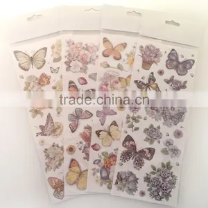 Multi Color Butterfly & Rose Design Sticker, Decorative Shinny Glitter Sticker thumbnail-6
