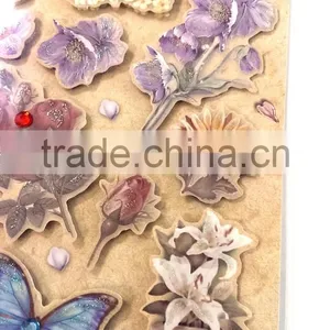 Butterfly & Rose Design Sticker in Colors, 3D Popular Design Decorative Glitter Sticker With Gems/Rhinestone thumbnail-5