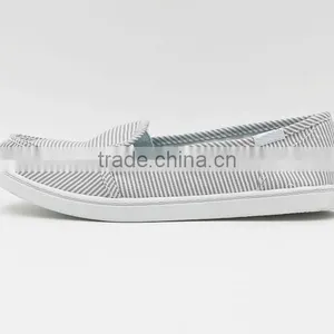 Brand Canvas Shoe White Stripe Lady Loafer Shoes China Factory Stock Cheap Selling thumbnail-2