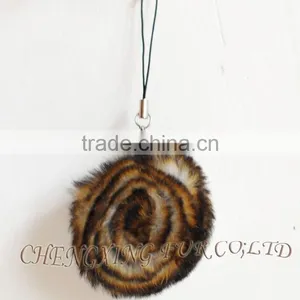 CX-P-22 Wholesale Fashion Chain Rex Fur Flower Mobile Phone Charm thumbnail-5