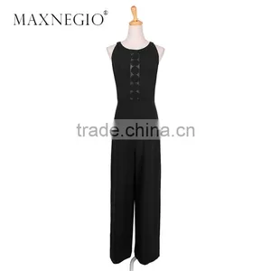 MaxNegio Brand Wholesale Fashion Chiffon 2016 Latest Design Jewel Neck Party Jumpsuit for Ladies thumbnail-3