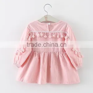 Baby Clothes Wholesale Hot Sale Chiffon Cheap 2017 Clothing Children's Boutique Long Sleeve Pink Summer Girl Princess Girl Dress thumbnail-2