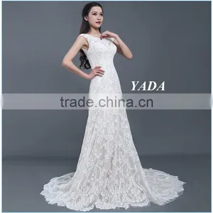 High Quality Italian Lace Cap Sleeve A Line Long Wedding Dress thumbnail-3