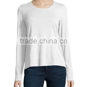 Jersey Fabric Pullover Style t Shirt/long-sleeve Organic Cotton Tee With Straight Hem thumbnail-1