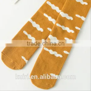 Cartoon Cat Desgin Lovely Kids Girl White Cotton Long Socks thumbnail-3