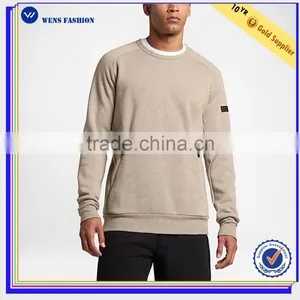 Wholesale French Terry Raglan Sleeves Zip Pockets Crewneck Sweatshirt Men Gym Wear thumbnail-1