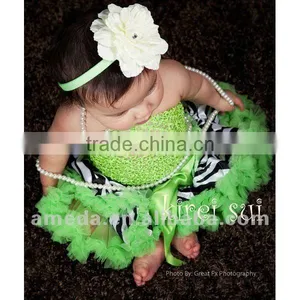 Girls Baby Lime Green Zebra Printed Pettiskirt thumbnail-1