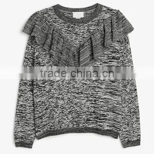 Ladies European Style Woolen Knit Flouncing Sweater Design for Women 2017 thumbnail-2