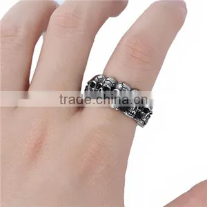 Stainless Steel Unadjustable Rings Antique Silver Skull thumbnail-3