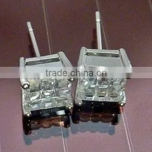 Wholesale and Classic Stainless Steel Ear Pin With Clear Zircon thumbnail-1