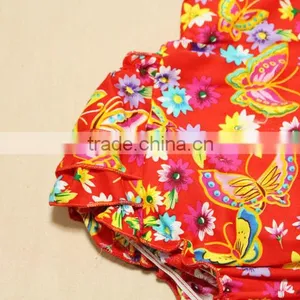 2017 Wholesale Colored Printed Flower Rompers Cotton Jumpsuit thumbnail-4