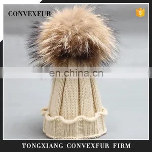 Crochet Pom Pom Hats Kids Child Knitted Winter Hats With Large Poms thumbnail-1