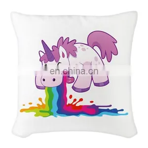 OEM Custom LOGO Colorful Cartoon Rainbow Unicorn Home Decor New Design Pillow Case Car Seat Cushion Cover thumbnail-5