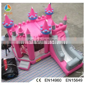 2016 Hot Selling Pink Color Pvc Giant Inflatable Castle Warter Slide thumbnail-1