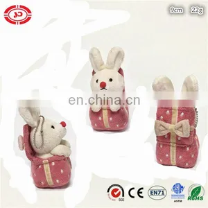 Teddy Rabbit in Gift Box Shape Plush Cute Soft Keychain thumbnail-1