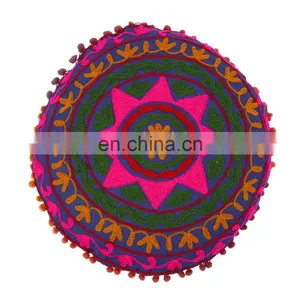 Hand Wool Embroidered Suzani Decorative Cushion Cover Turkish Style Pillow Cover thumbnail-1