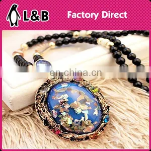 2016 Fashion Handmade Round Square Triangle Fancy Cheapest Pendant Handmade Chunky Bead Necklace thumbnail-1