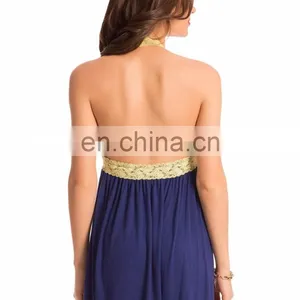 Midnight Navy Halter Lace "Super Soft" Short Chemise thumbnail-4