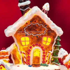 X'mas House With 10 Light Set Customized European-style Creative Christmas Decoration House LED Night Light Simulation Cookie House Resin Crafts Decoration thumbnail-3