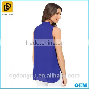 2016 Fashion Blouse Design, Lady Blouse Design Lady Sleeveless Blouse in Dongguan thumbnail-4