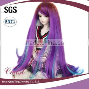 Purple Blue and Brwon Color Mixed Customized Curly Baby Doll Hair Wigs thumbnail-3