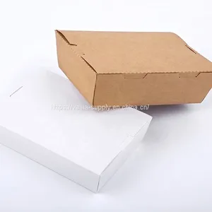 900ml Biodegradable Kraft Food Paper Packaging Hamburger Box Hotdog Box Chips Box Delivery Food Packaging Container Box thumbnail-1