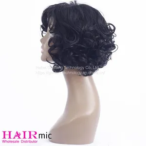 130% 150% 180% Natrual Color Short Curly Bob Wig thumbnail-1