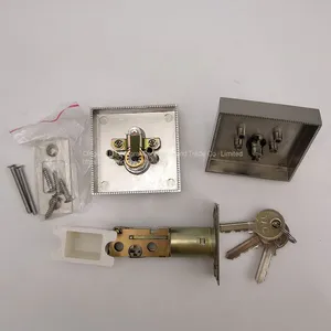 Grade 3 Residential Use Tubular Satin Nickel Square Rosette Deadbolt Door Lock thumbnail-4