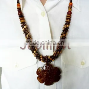 Coconut Shell Necklace Real Natural Carved Into Beads thumbnail-1