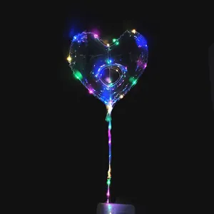 Cheap 18Inch Heart Colourful Lights Flashing Helium Merry Christmas Transparent Led Party Bobo Balloon With Handle Stick thumbnail-2