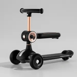 Foldable Soft Rubber Handlebars, Seats, Lighting, Music, Aluminum Pole, Lightweight Indoor Sliding Bike, New Children's Scooter（Wechat:13510231336） thumbnail-1