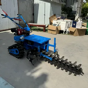 Hard Soil Trencher Farmland Vineyard Small Diesel Tractor Line Trench Pipeline Trenching Chain Trenching Tool thumbnail-1
