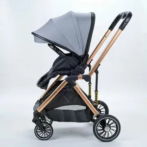 Foldable Baby Stroller 360° Rotatable Seat Two Way Push Baby Walker Stroller One Button Folding thumbnail-1