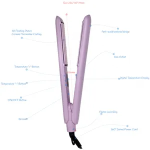 Ceramic Tourmaline Coating Ionic Hair Straightener Flat Iron, 5 Temp Settings 150-230°C, PTC Fast Heating, 3D Floating Plates thumbnail-3