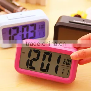 LCD Large Simple Display Blue Cube Snooze LED Digital Desk Alarm Clock thumbnail-3
