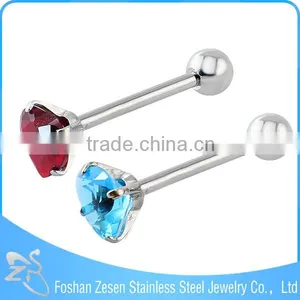 Medical Steel Synthetic Opal Piercings Body Jewelry Round Shaped Tongue Ring thumbnail-4