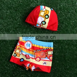 Promotional Fashion Yellow Cartoon Red Birds Little Boy Swimming Trunk Cap With Kids Bathing Swimwear Child Swimming Shorts thumbnail-4