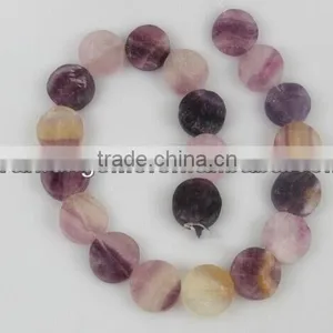 Natural Color Fluorite Rough Coins Beads thumbnail-1
