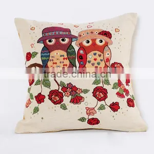 2016 Cute Owl Bird Polyester Fabric Square Custom Cushion Pillow Decorative Cushion thumbnail-3